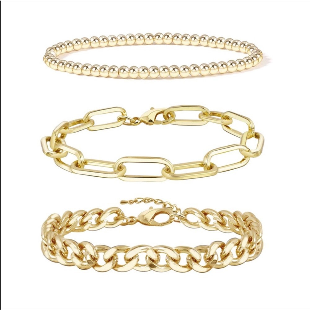 14K Gold plated Bracelet Set Adjustable